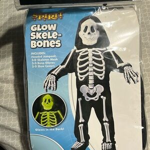 Glow skele-bones kids costume